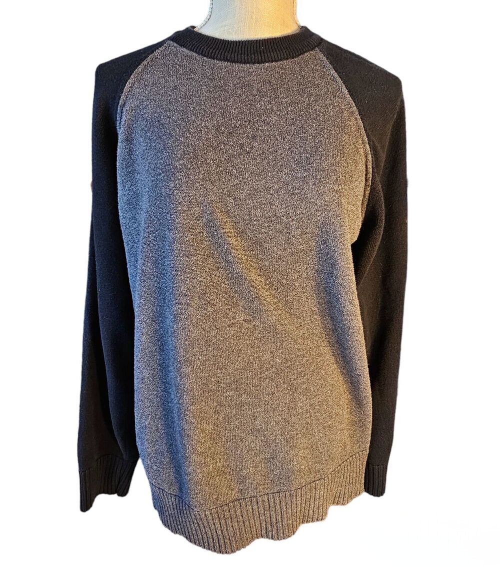 Vtg 2005 Gap Raglan Pullover Sweater Size Large Black/Gray Indie Skater